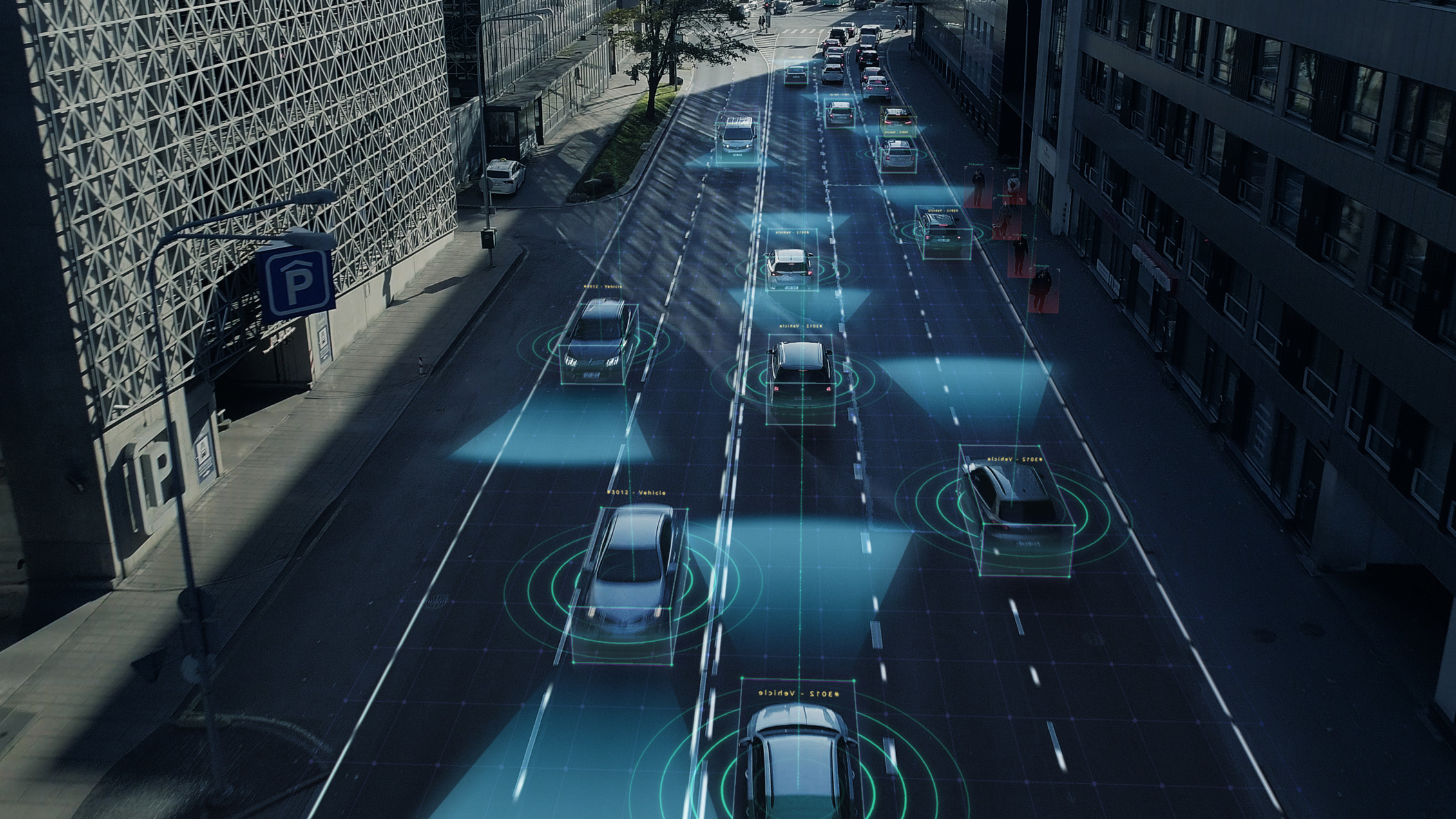 Self-driving cars use technology to remain at safe distances from one another on the road.